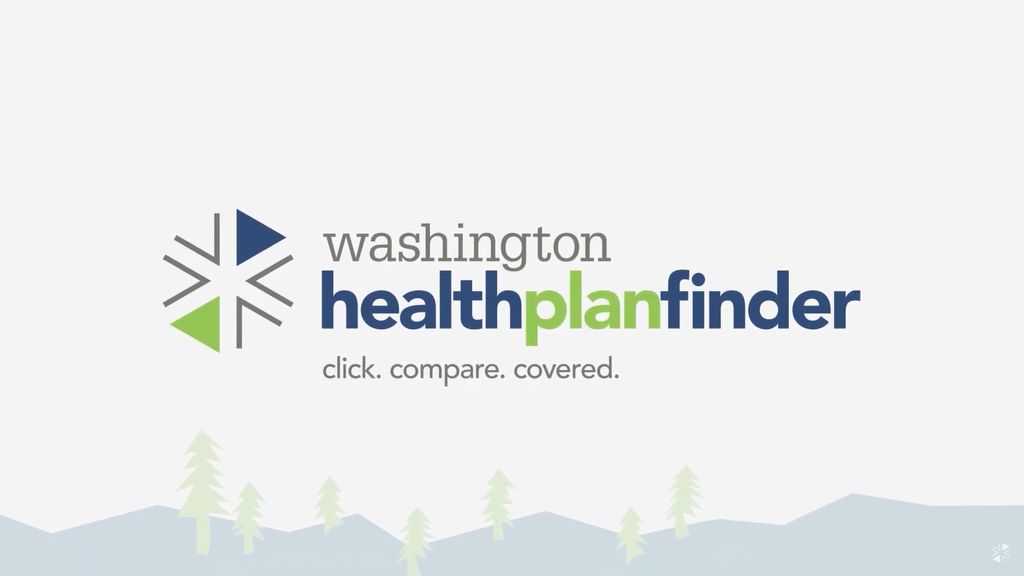 Washington Healthplanfinder logo on a background on mountains. Click to open a video about health insurance after a job loss.