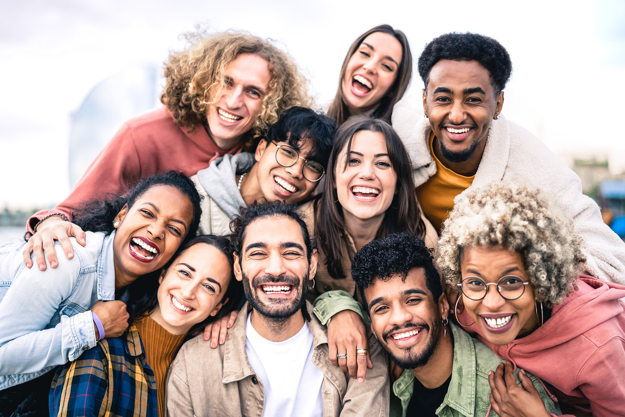 Decorative image. A group of smiling people.