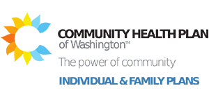 Community Health Plan of Washington. The power of community. Individual and family plans. Logo.