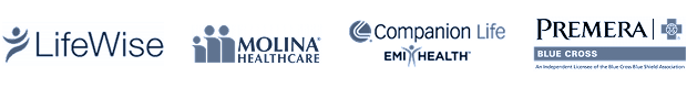 lifewise, molina heathcare, companion life EMI health, Premera Blue Cross logos